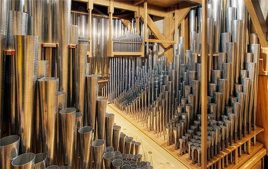 Ranks of pipes of the Manton Memorial Organ