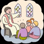 children graphic kids with priest