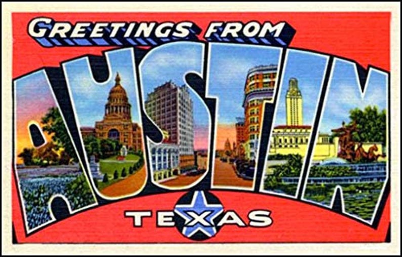Greetings from Austin Texas postcard