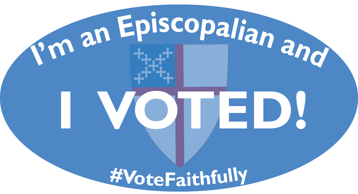 "I'm an Episcopalian and I Voted!" sticker