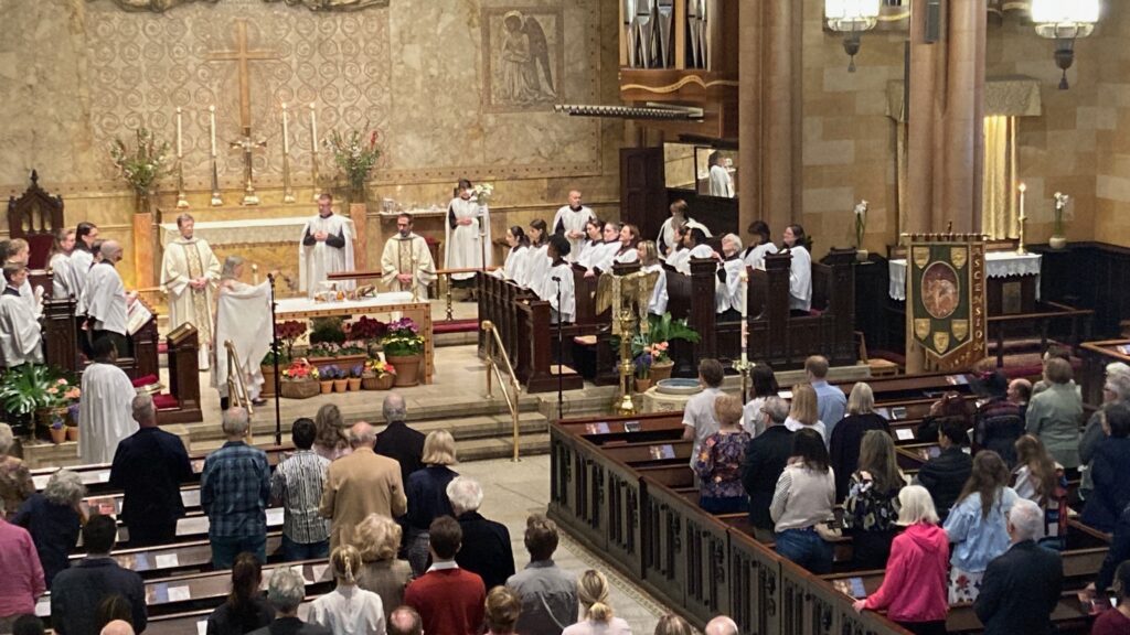 photo: altar preparations for Easter Eucharist