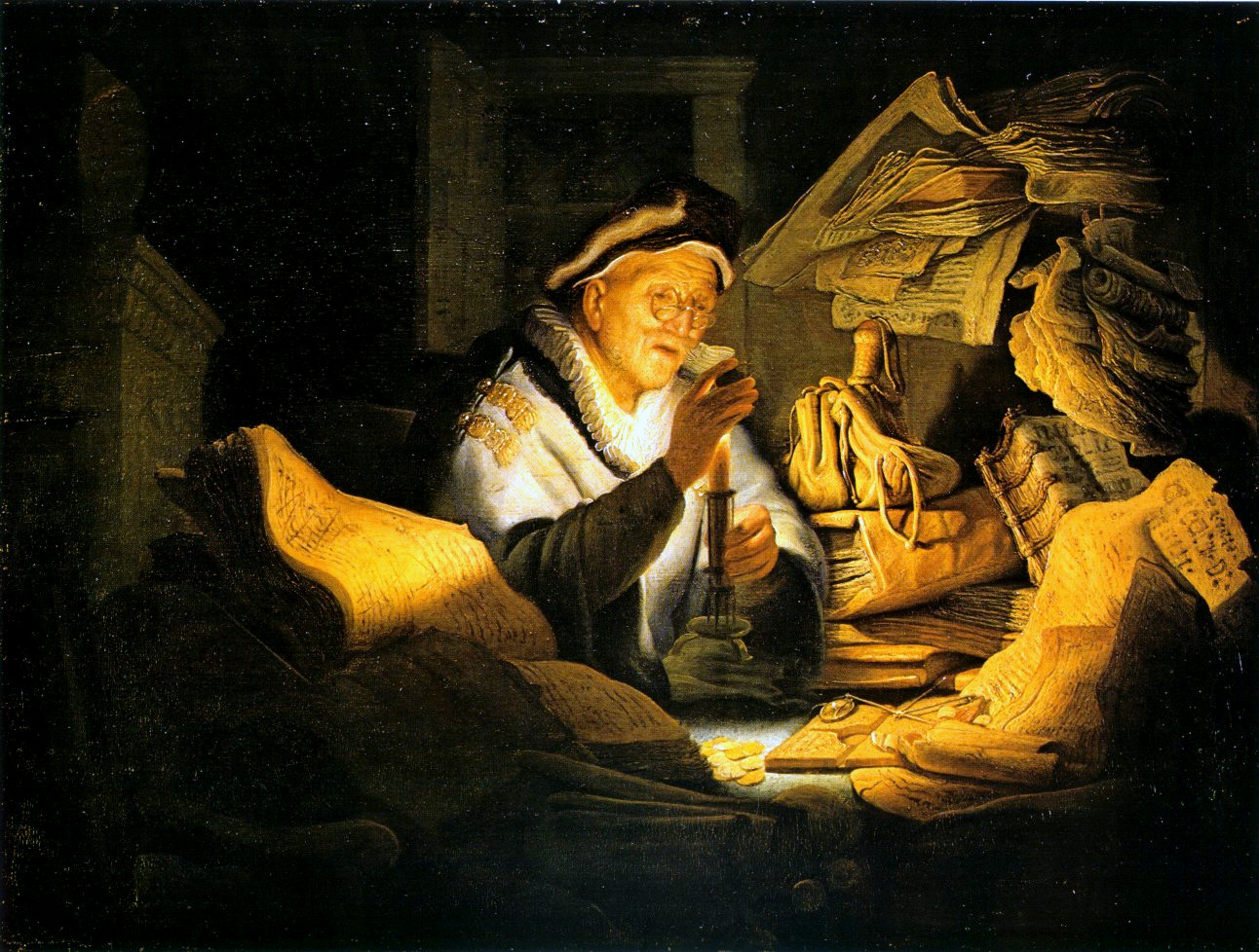 painting: "Parable of the Rich Man," by Rembrandt