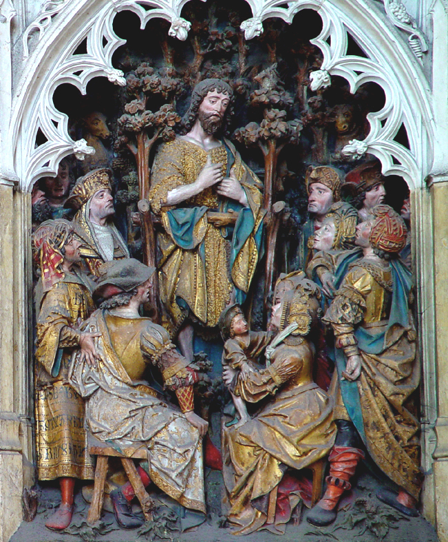 Relief sculpture portraying the preaching of John the Baptist
