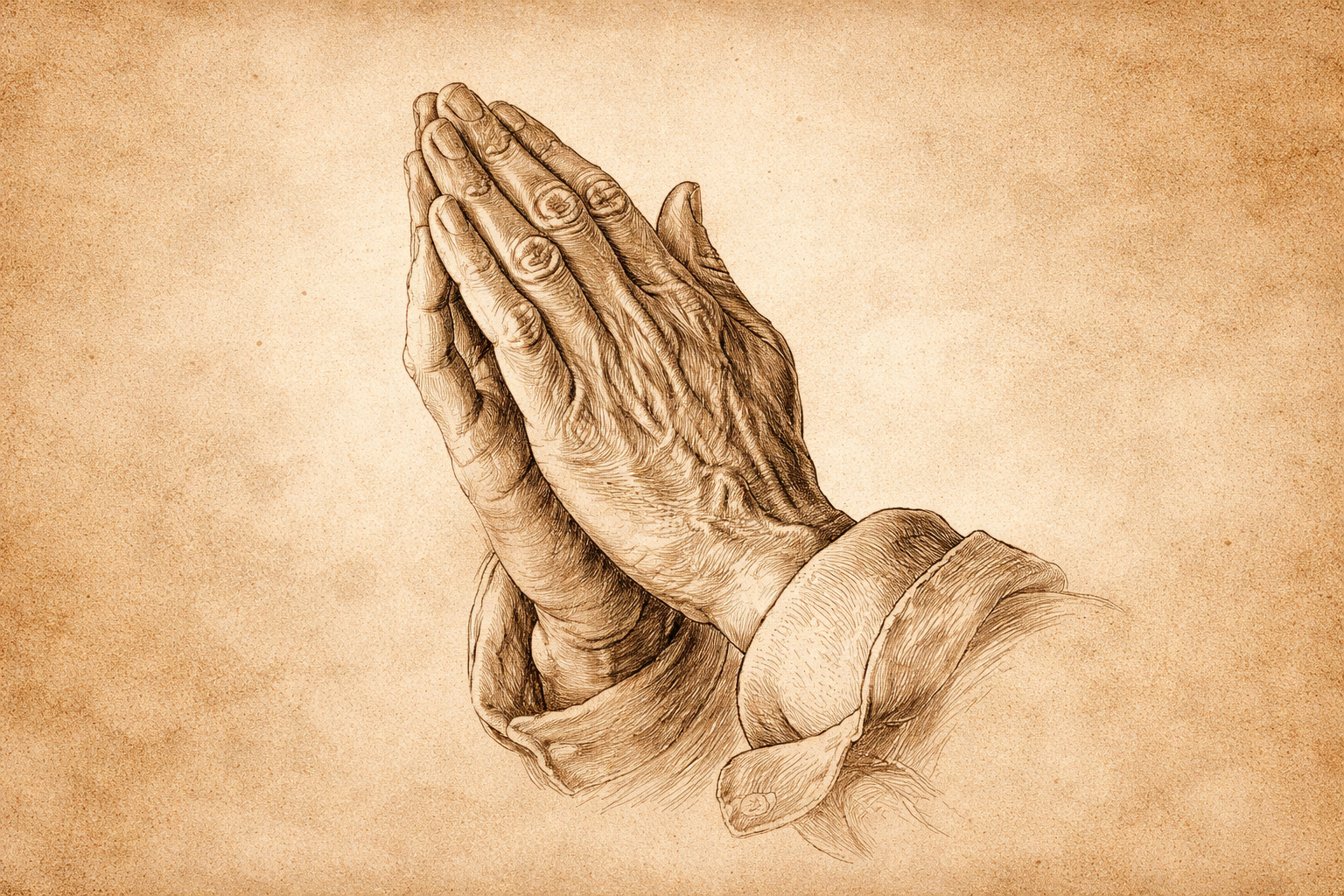 drawing of hands folded in prayer