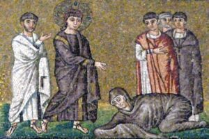 Mosaic: Jesus heals the woman with hemorrhage